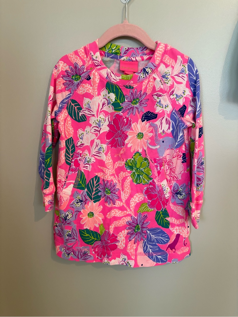 Lilly Pulitzer Bright Pink Floral Sweatshirt Dress